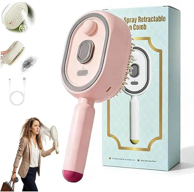 Electric Hair Spray Retractable Comb – Hair Detangling & Styling Brush