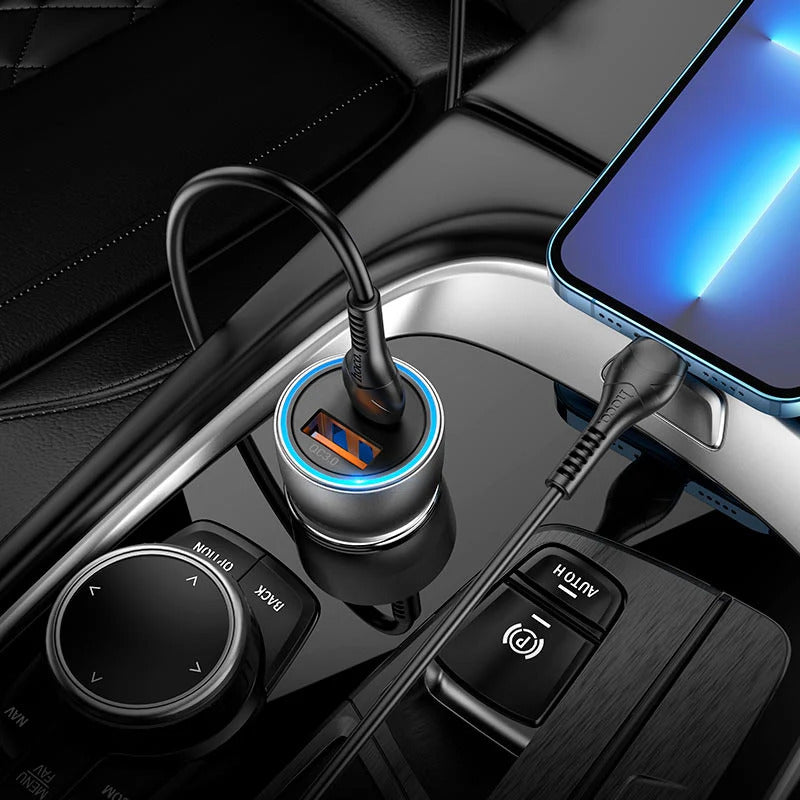 Hoco NZ8 Sprinter 43W Dual Port Car Charger – USB-A 18W & USB-C PD 25W Fast Charger