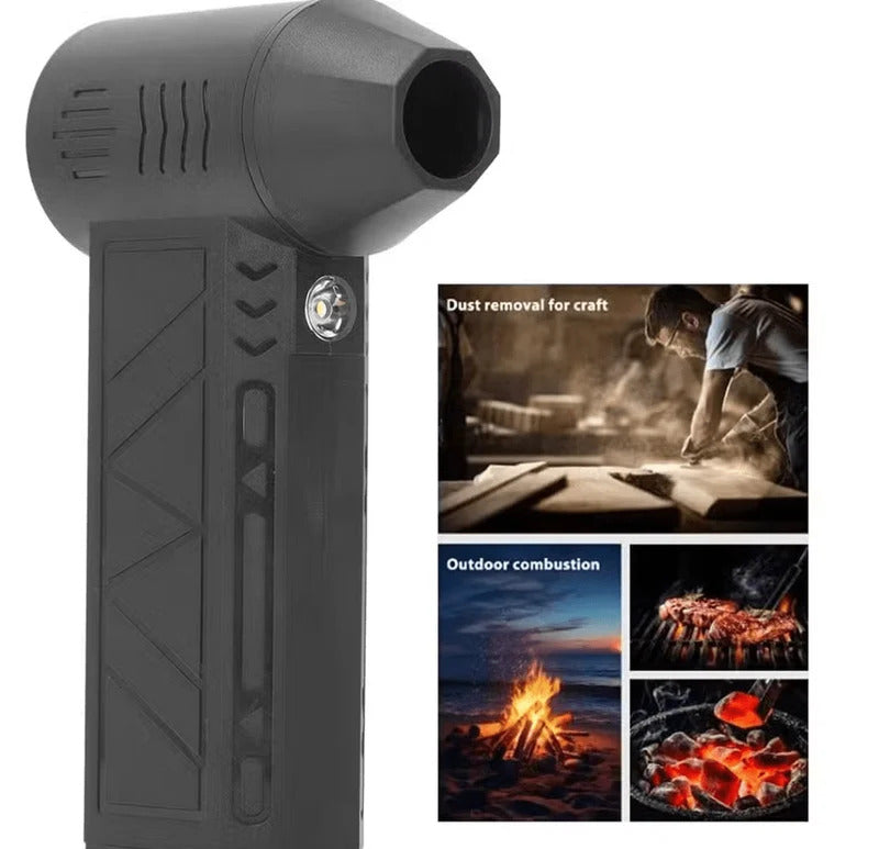 Mini Jet Fan Blower – Handheld Electric Air Blower with LED Light – USB Rechargeable Turbo Fan for Dust Removal, BBQ Ignition & Camping