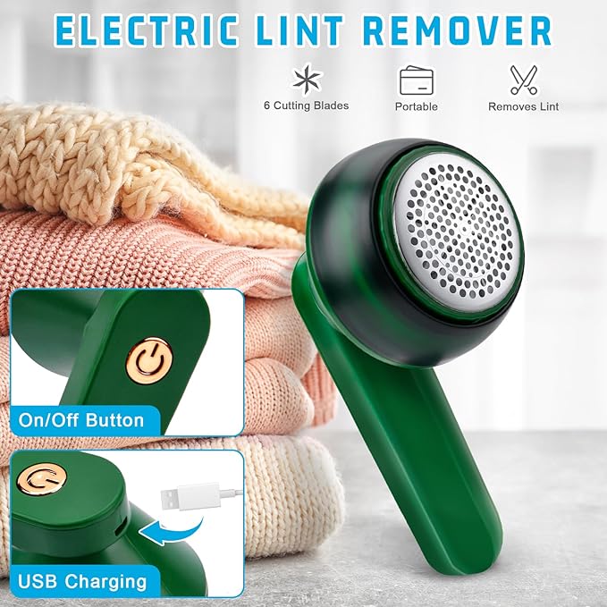 Rechargeable Lint Remover – 6-Blade Electric Fabric Shaver for Clothes, Sofas & Furniture