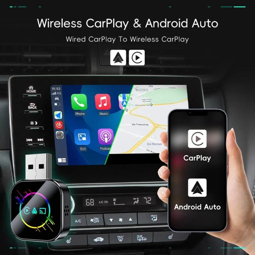Wireless Car Adapter 3-in-1 CarPlay, Android Auto & AirPlay USB Dongle