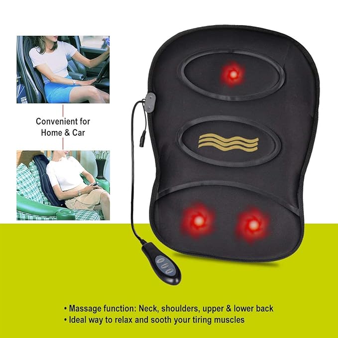 Portable Massage Cushion with Heat – 3-Node Electric Massage Pad for Home, Office & Car