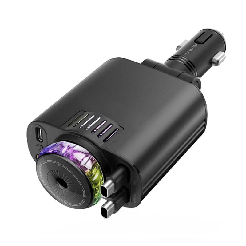 5-in-1 Car Charger with Perfume Diffuser – Type-C PD Fast Charging, USB & RGB Starlight