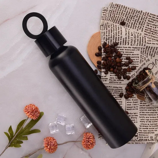 Vacuum Insulated Stainless Steel Water Bottle with Phone Holder Lid – Leakproof Travel Thermos, Hot 12H & Cold 24H