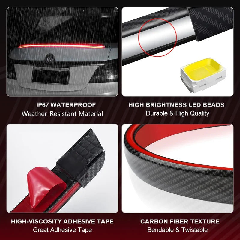Universal LED Rear Lip Spoiler – Car Trunk Boot Spoiler with LED Light Strip & Trim-to-Fit Design